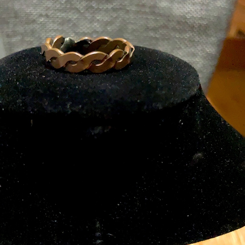 Handmade woven copper tone band ring sz 11.5